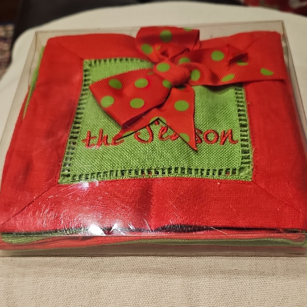 New Mudpie (4) Linen Bow Coasters